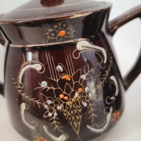 Moriage Redware Vintage JapanCreamer and Sugar Bowl Midcentury - Picture 4 of 6